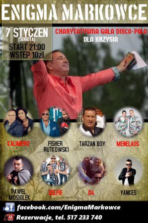 Krzysztof Rutkowski dla Krzysztofa z Tarzan Boy. W sobotę 7 stycznia w klubie Enigma w Markowcach (obok Sanoka) na Podkarpaciu odbędzie się Wielka Gala Charytatywna.