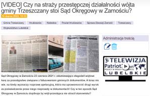 [VIDEO] Czy Zbigniew Ziobro zdymisjonuje Prezesa Sądu Okręgowego w Zamościu Mirosława Baranowskiego za poświadczenie nieprawdy w tym sądzie i bałagan proceduralny, którego skutkiem jest bezkarność wójta-przestępcy z gminy Trzeszczany Stanisław Cz.?!
