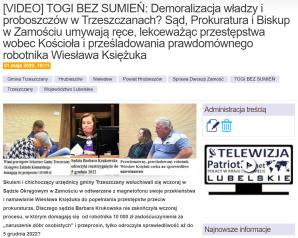 [VIDEO] Czy Zbigniew Ziobro zdymisjonuje Prezesa Sądu Okręgowego w Zamościu Mirosława Baranowskiego za poświadczenie nieprawdy w tym sądzie i bałagan proceduralny, którego skutkiem jest bezkarność wójta-przestępcy z gminy Trzeszczany Stanisław Cz.?!
