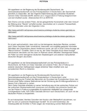 [VIDEO] Dlaczego Sąd Rejonowy w niemieckim Freiburgu i szefowie aresztu nie odpowiadają na dziennikarskie pytania w sprawie dot. uwięzionego studenta? Demonstracja dziś o godz. 11:00 przed Ambasadą Niemiec Warszawie!